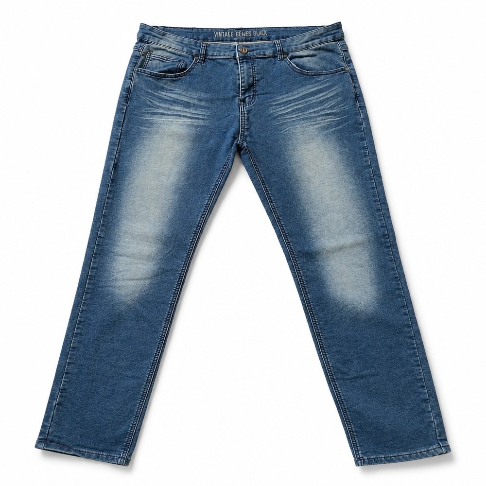 Vintage Genes Black Mens‎ Slim Straight Jeans Dark Wash Distressed 40x29